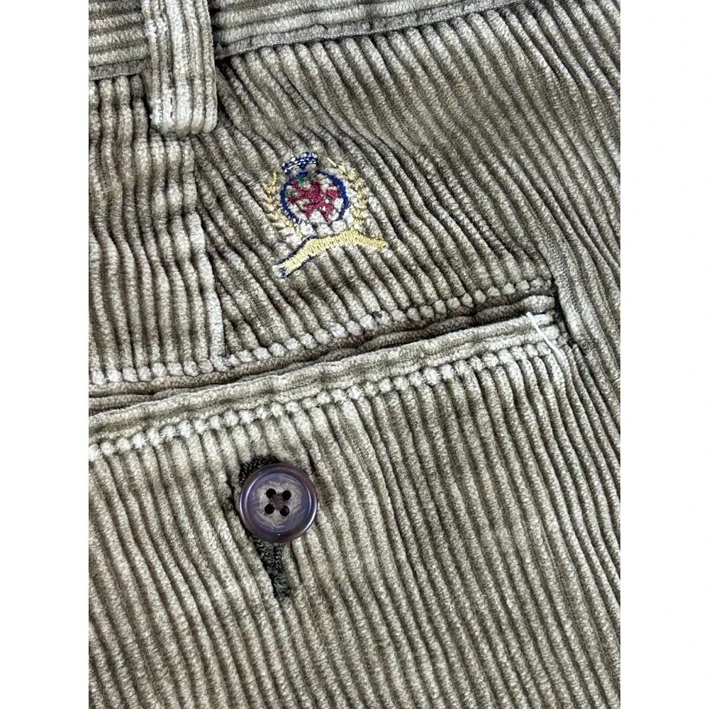 Vtg Tommy Hilfiger Corduroy Pants Mens 38x32 Brown Straight Cuffed Cotton